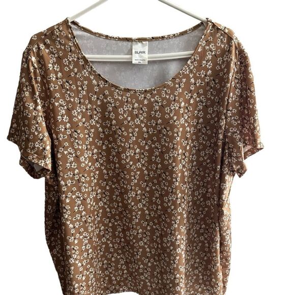 Blair Tan Brown‎ Floral Knit Top Size 2XL - Picture 2 of 9